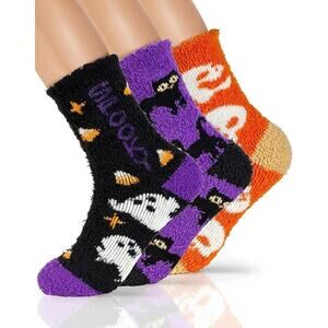 Fuzzy Socks Women 4X Thicker 2X Softer Cozy Warm Halloween Fall Gift Plush Pair